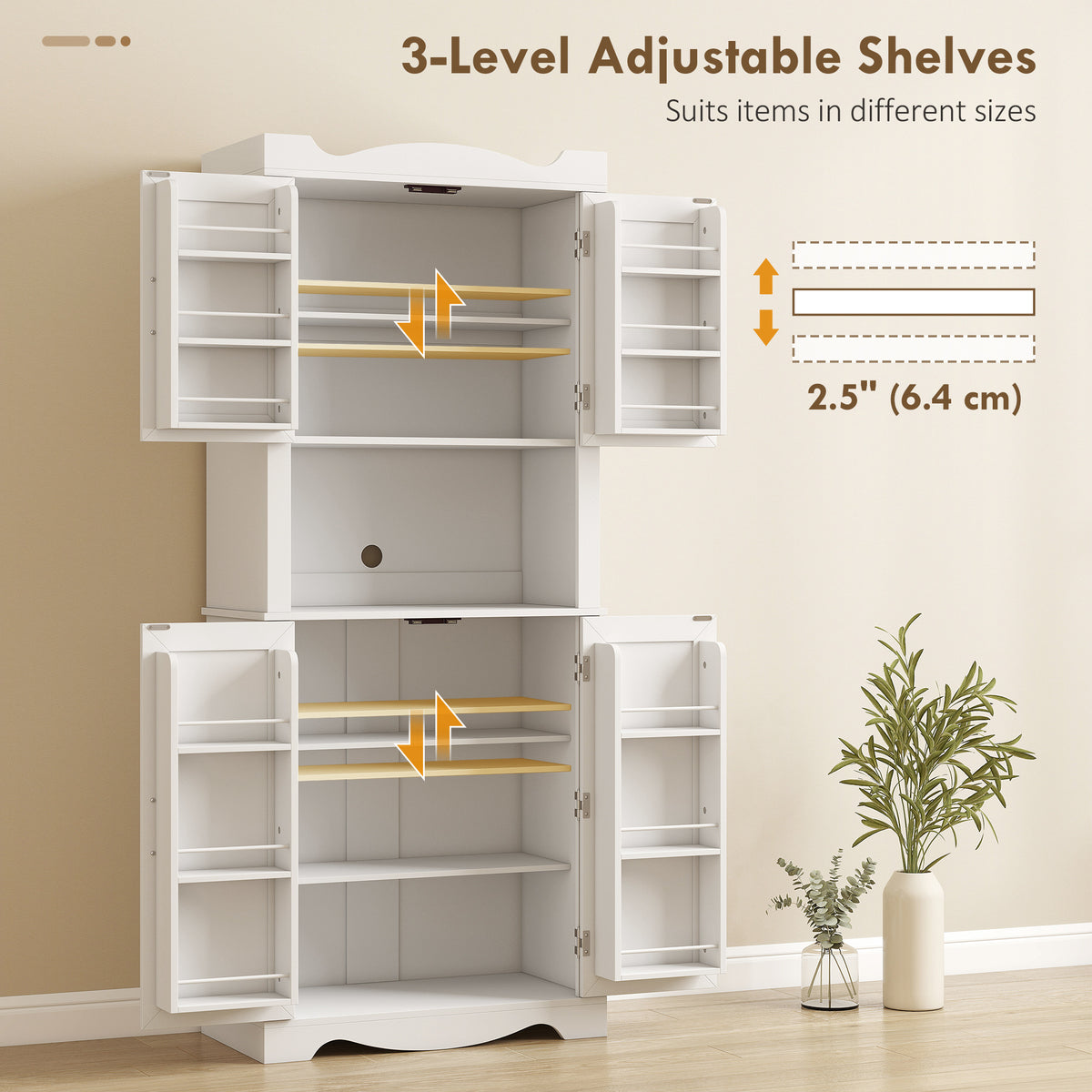 Kitchen Pantry Cabinet with 12 Door Shelves – 30"W x 73"H