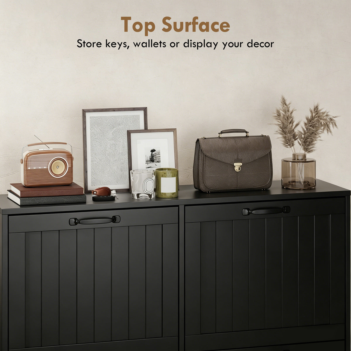 Shoe Cabinet with 4 Flip Drawers – 39"W x 37"H