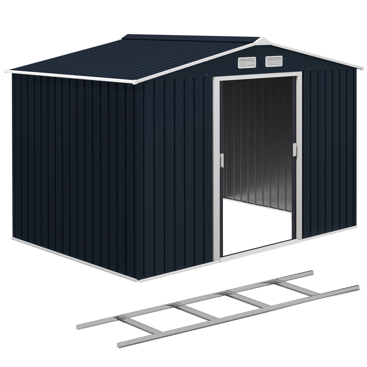 7'x 4' Metal Patio Storage Shed Garden Lockable Shed Tool Utility Storage Unit – 79.9" L x 51.2" W x 71.7" H – Black