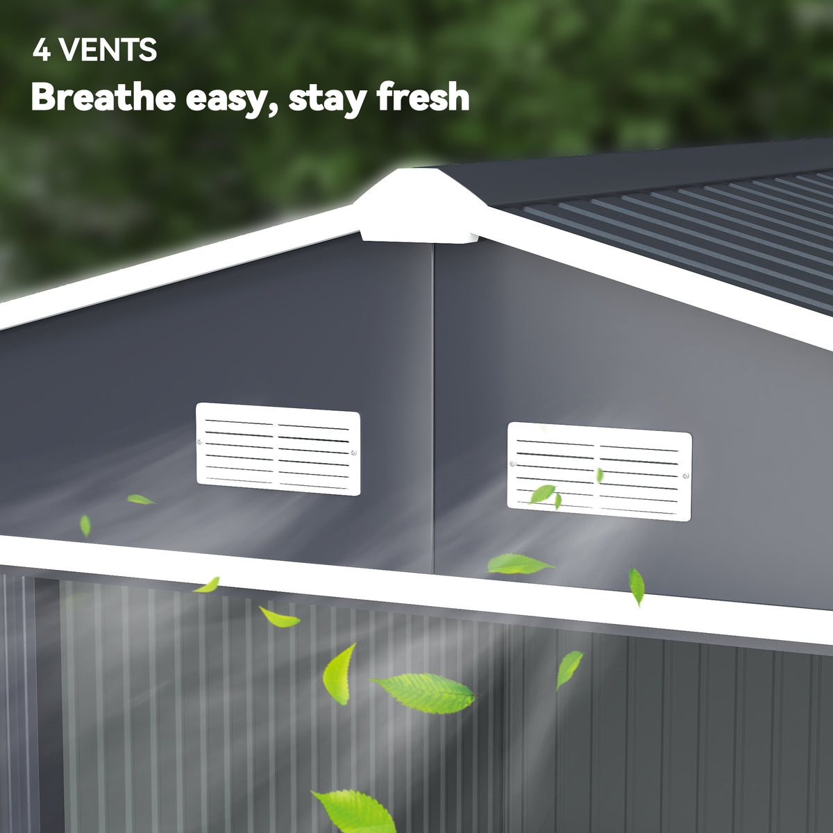 11' x 9' Metal Storage Shed Garden Tool House with Double Sliding Doors, 4 Air Vents for Backyard, Patio, Lawn – Dark Grey