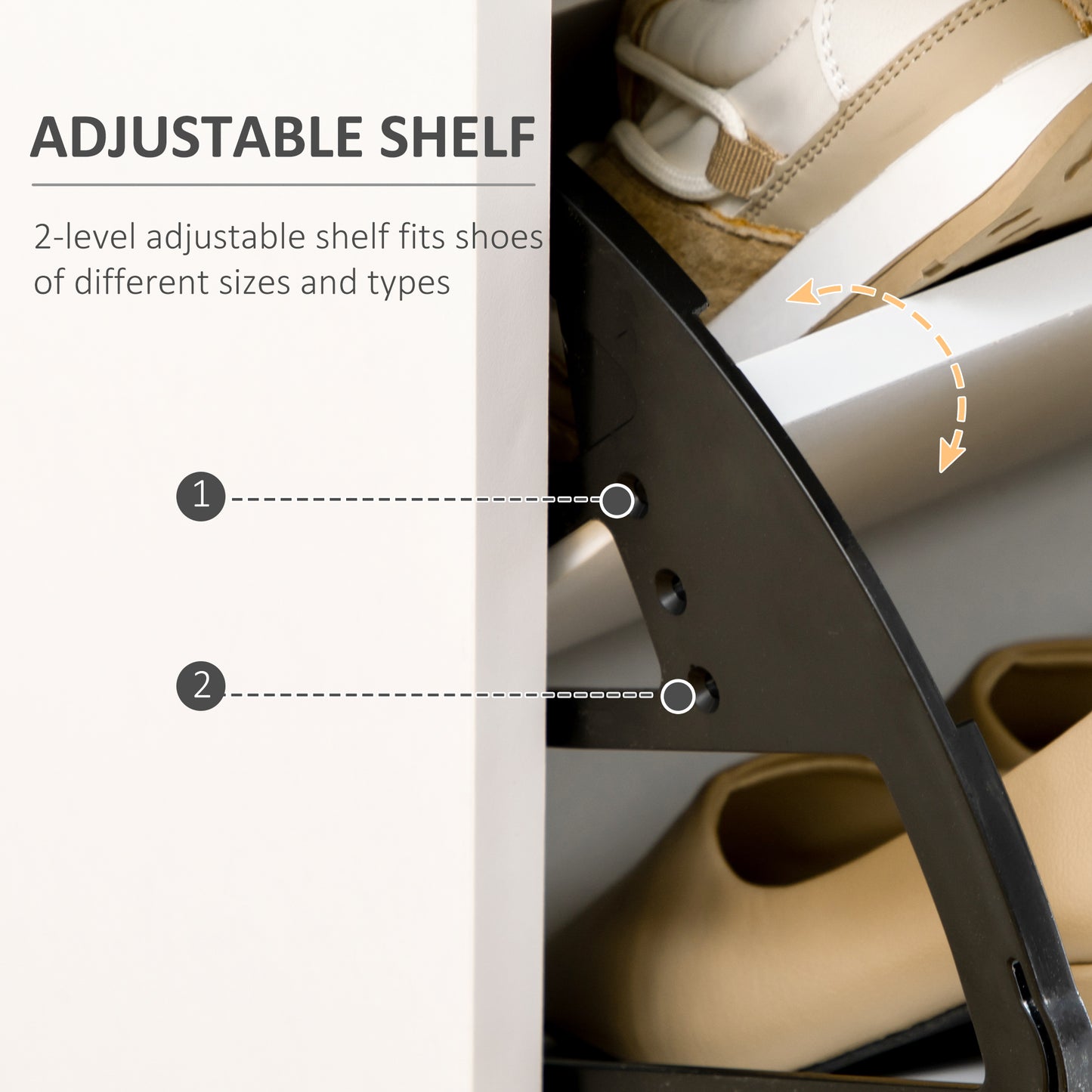 Modern White Shoe Cabinet: 12-Pair Storage, Flip Doors, Drawer, Adjustable Shelf