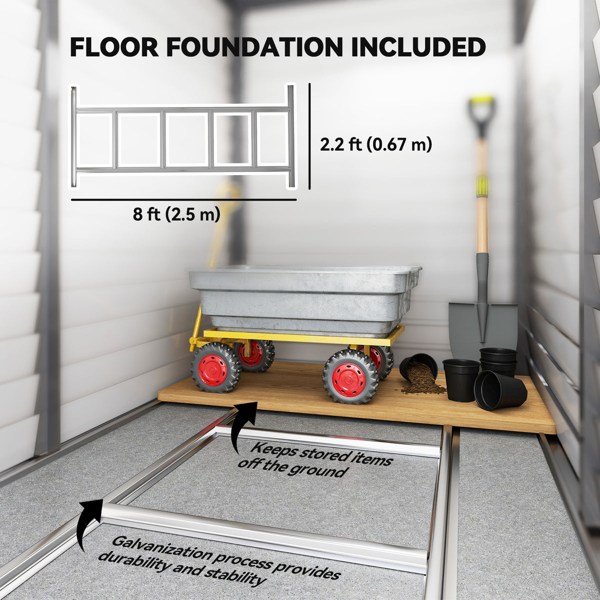 4.6' x 9' Steel Outdoor Storage Shed, Lean to Shed w/ Foundation Kit, Lockable Doors, Gloves & Air Vents for Backyard, Patio – Grey