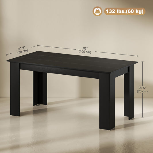 63" Kitchen Table for 4-6 People, Dining Table with Wood Effect for Dining Room