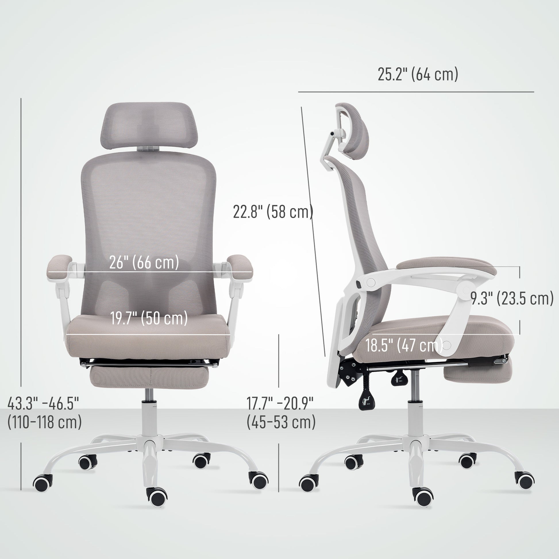 HOMCOM Ergonomic Mesh Reclining Office Chair with Adjustable Lumbar Support & Headrest