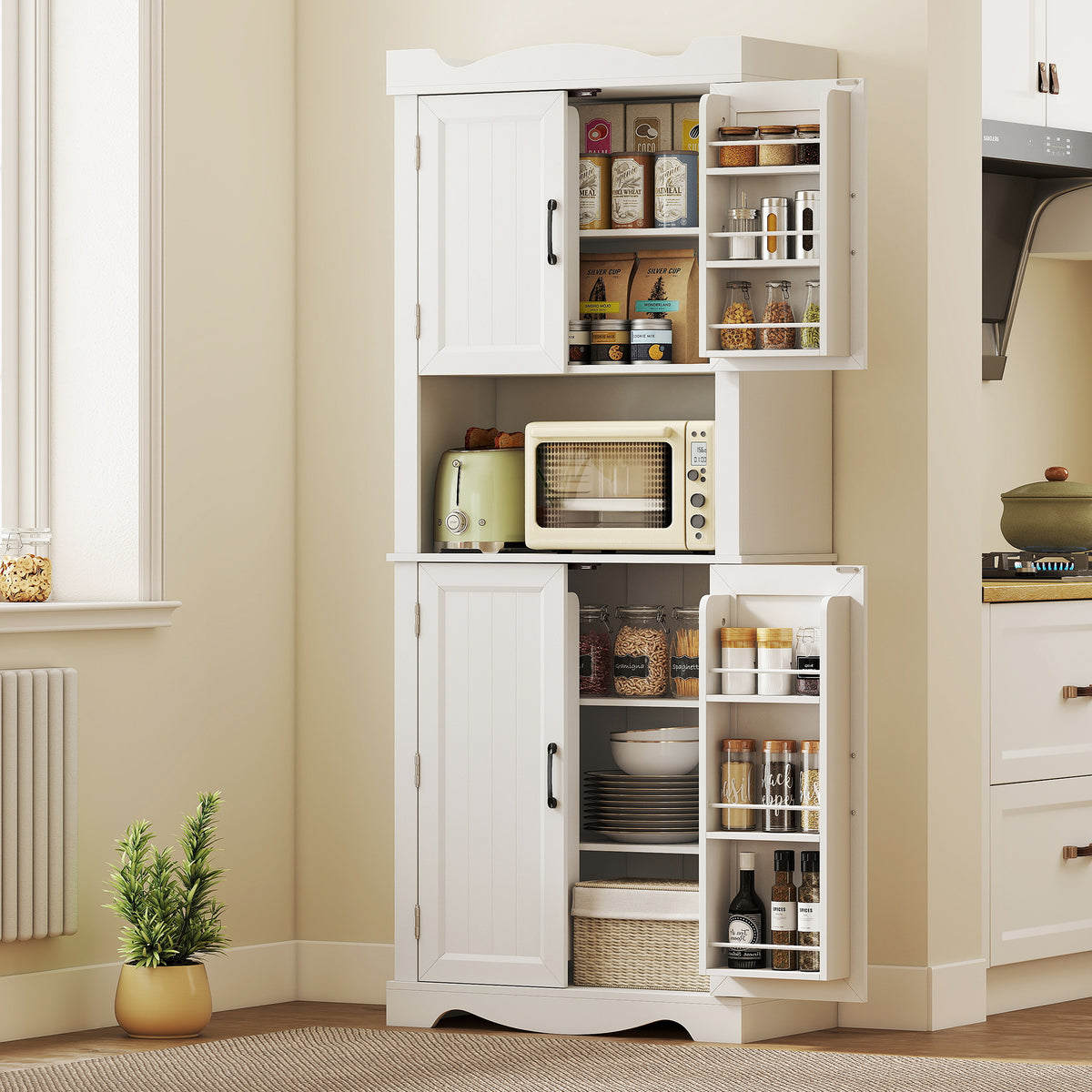 Kitchen Pantry Cabinet with 12 Door Shelves – 30"W x 73"H