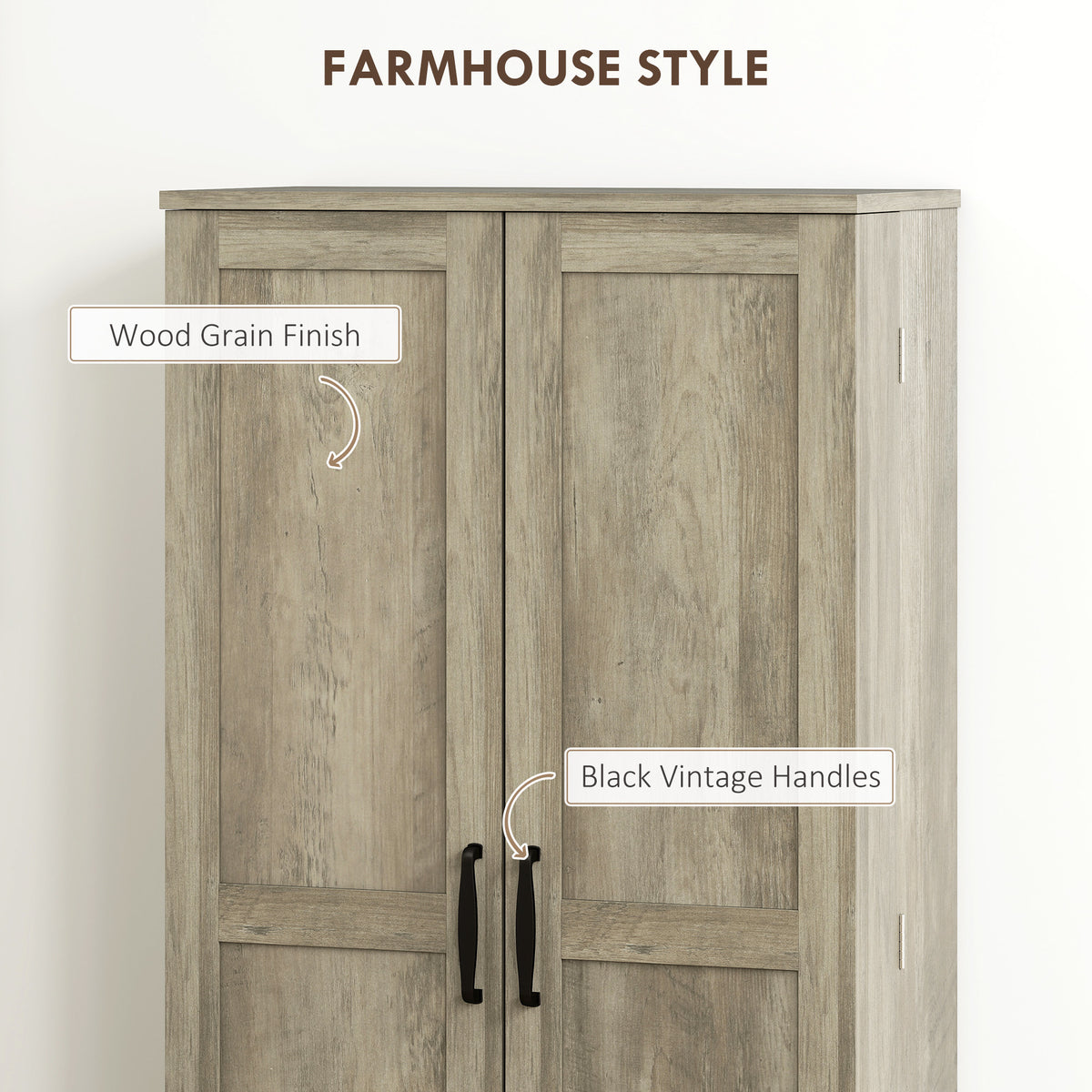 Farmhouse Kitchen Pantry Cabinet with Doors – 24"W x 41"H
