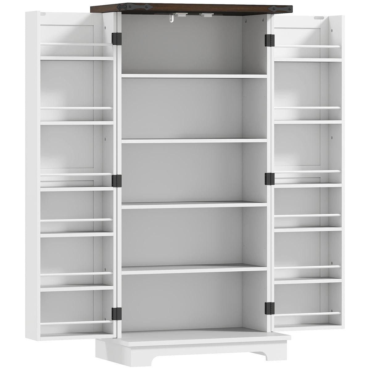 Farmhouse Kitchen Pantry Cabinet with Adjustable Shelves and Door Shelves – 24"W x 47"H