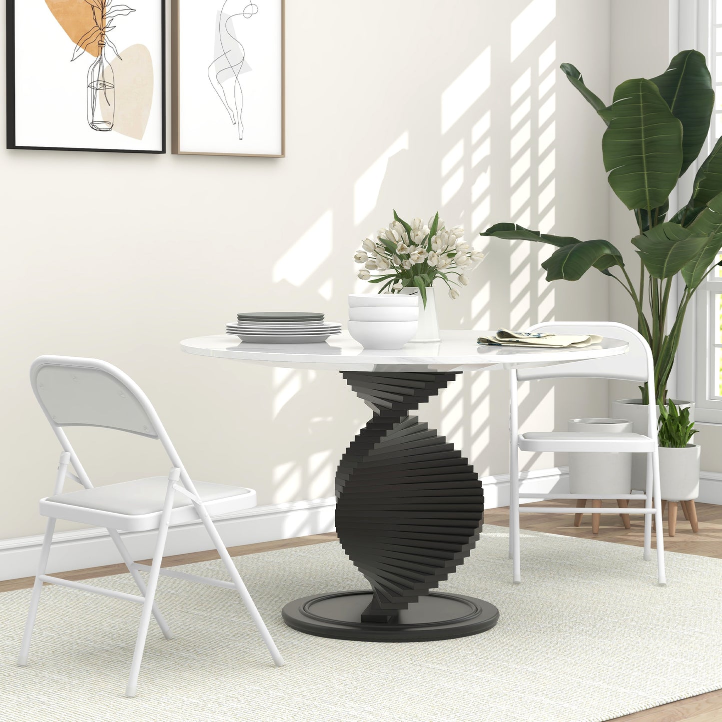 HOMCOM 2-Pack White PU Leather Padded Folding Chairs with Open Back