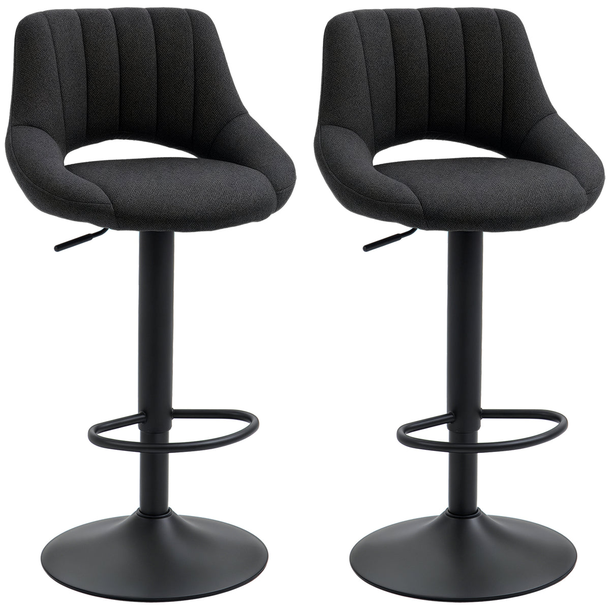 Linen Swivel Counter Stools with Round Metal Base, Set of 2