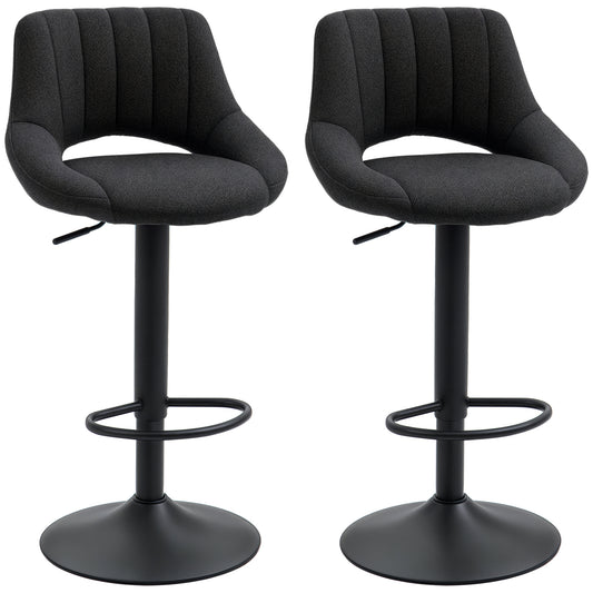 Linen Swivel Counter Stools with Round Metal Base, Set of 2