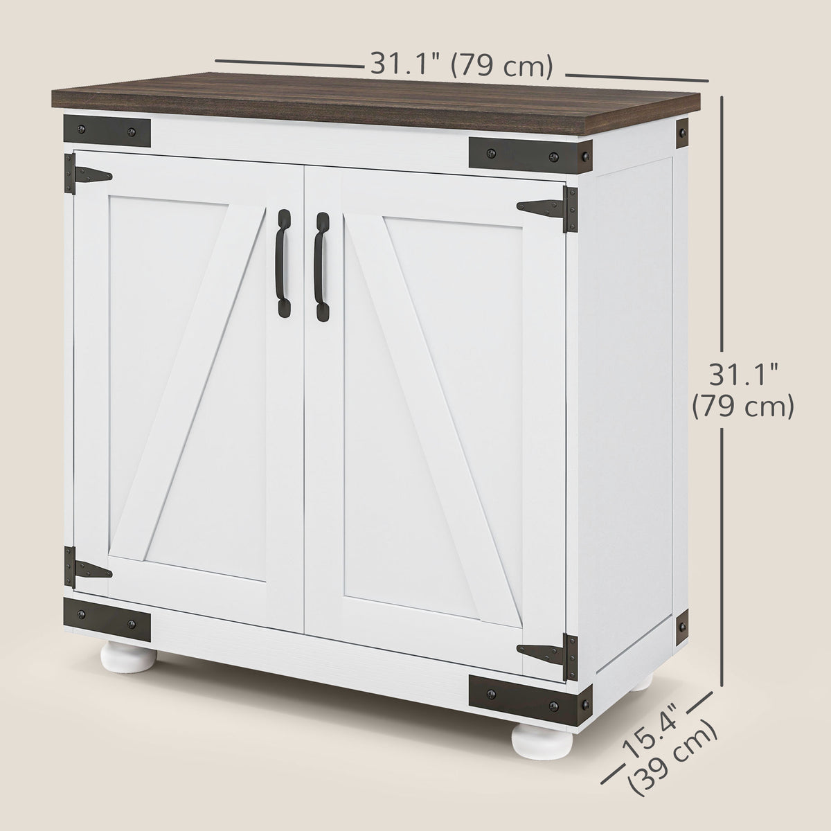 Kitchen Storage Cabinet with Barn Door and Adjustable Shelves – 31"W x 31"H
