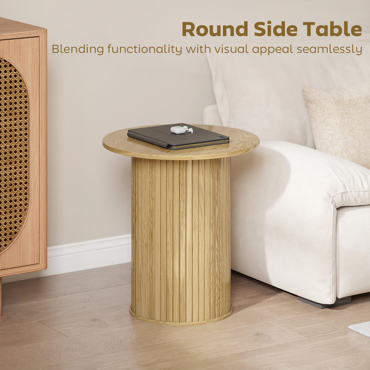 Round Fluted Nightstand – 19"W x 22"H