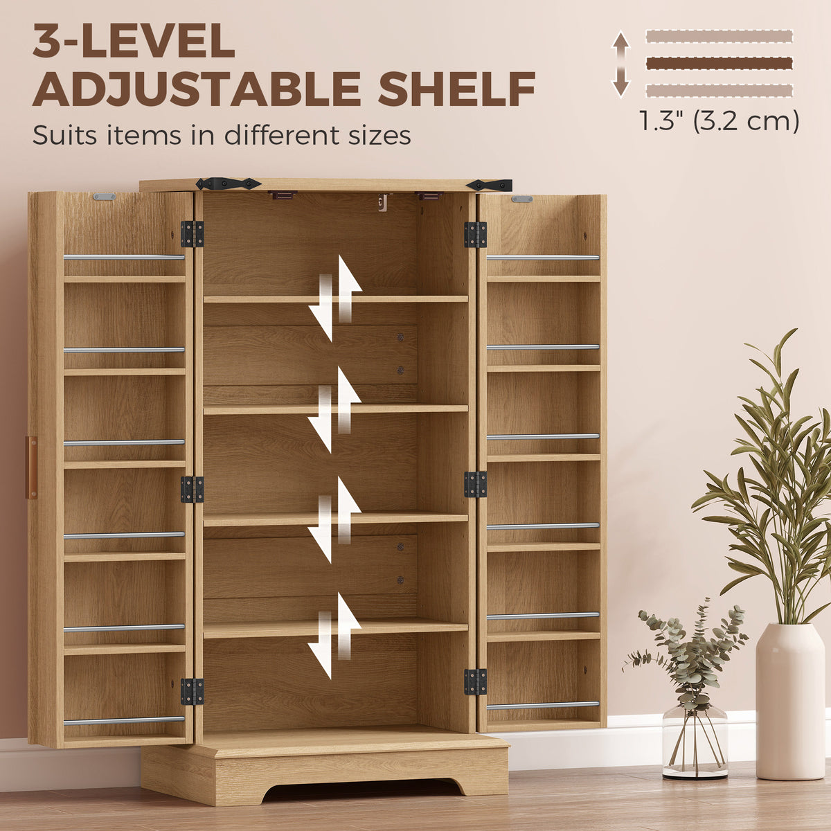 Kitchen Pantry Cabinet with Doors and Adjustable Shelves – 24"W x 46"H