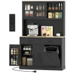 HOMCOM 69" Pantry Cabinet with Charging Station White