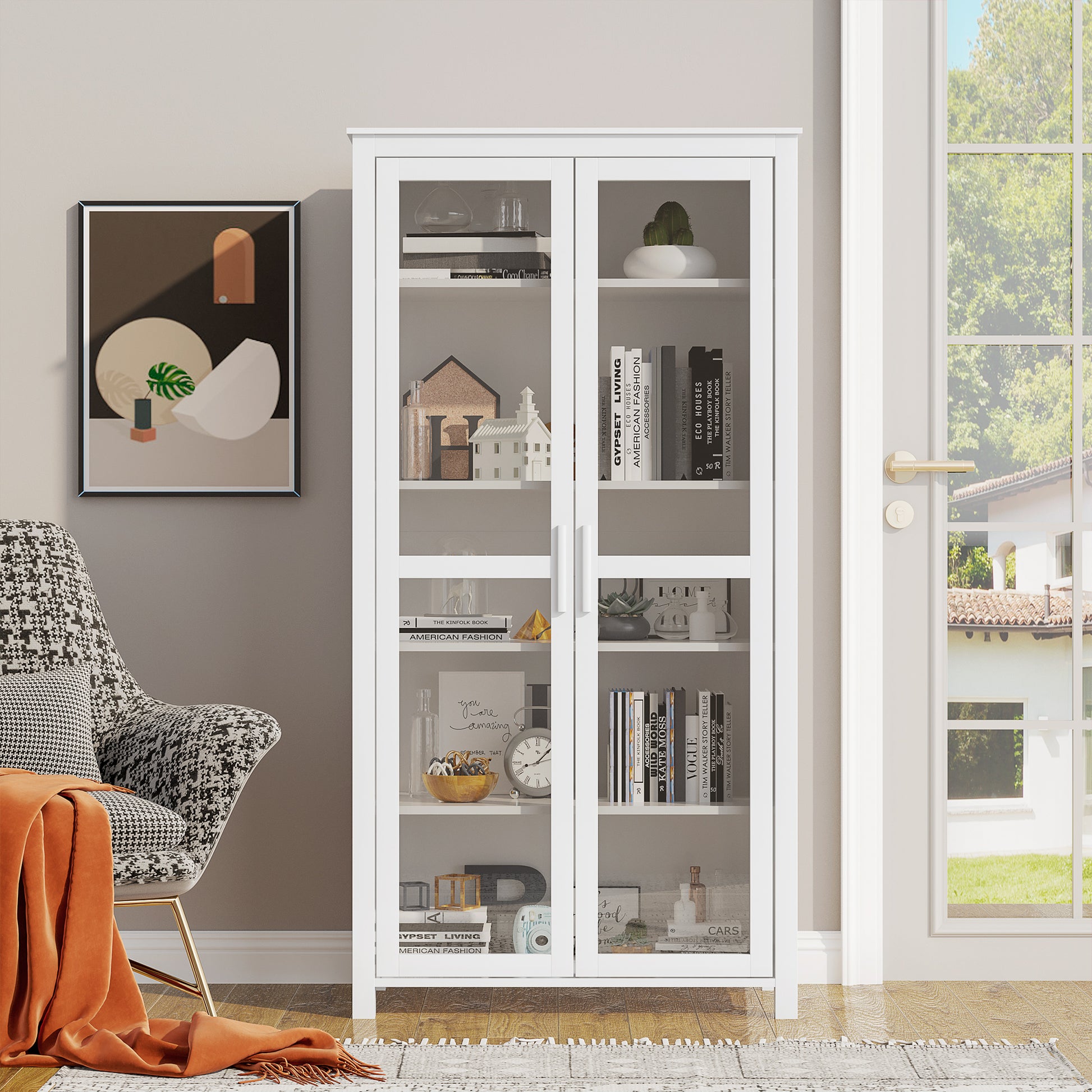 HOMCOM Kitchen Pantry Cabinet 5‑Tier Freestanding White
