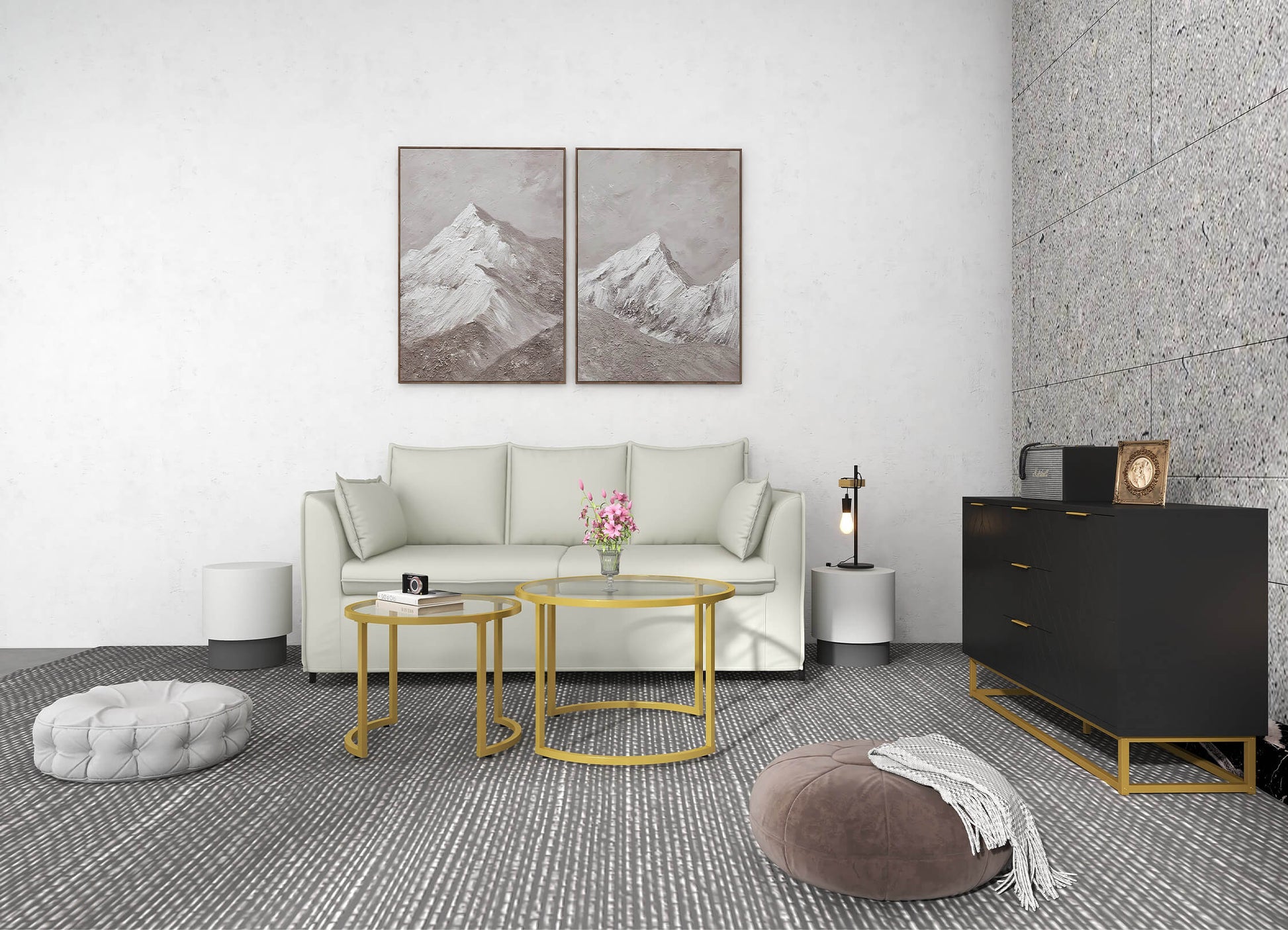 HOMCOM Modern Round Nesting Coffee Table Set - Tempered Glass & Gold Steel Frame