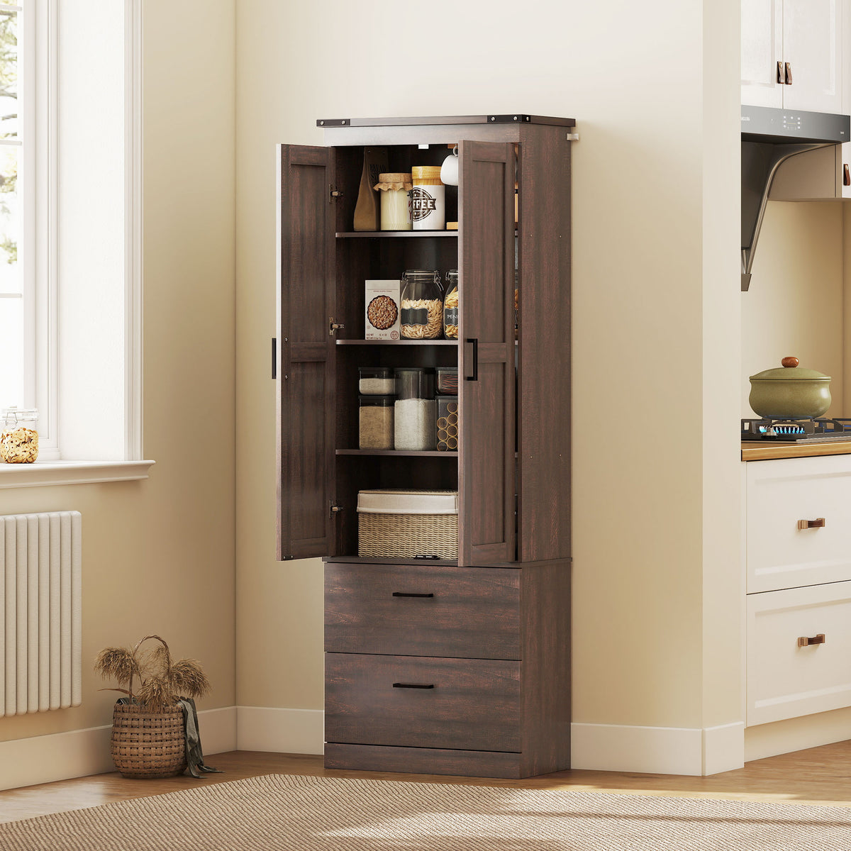 Kitchen Pantry Cabinet with Doors – 24"W x 67"H
