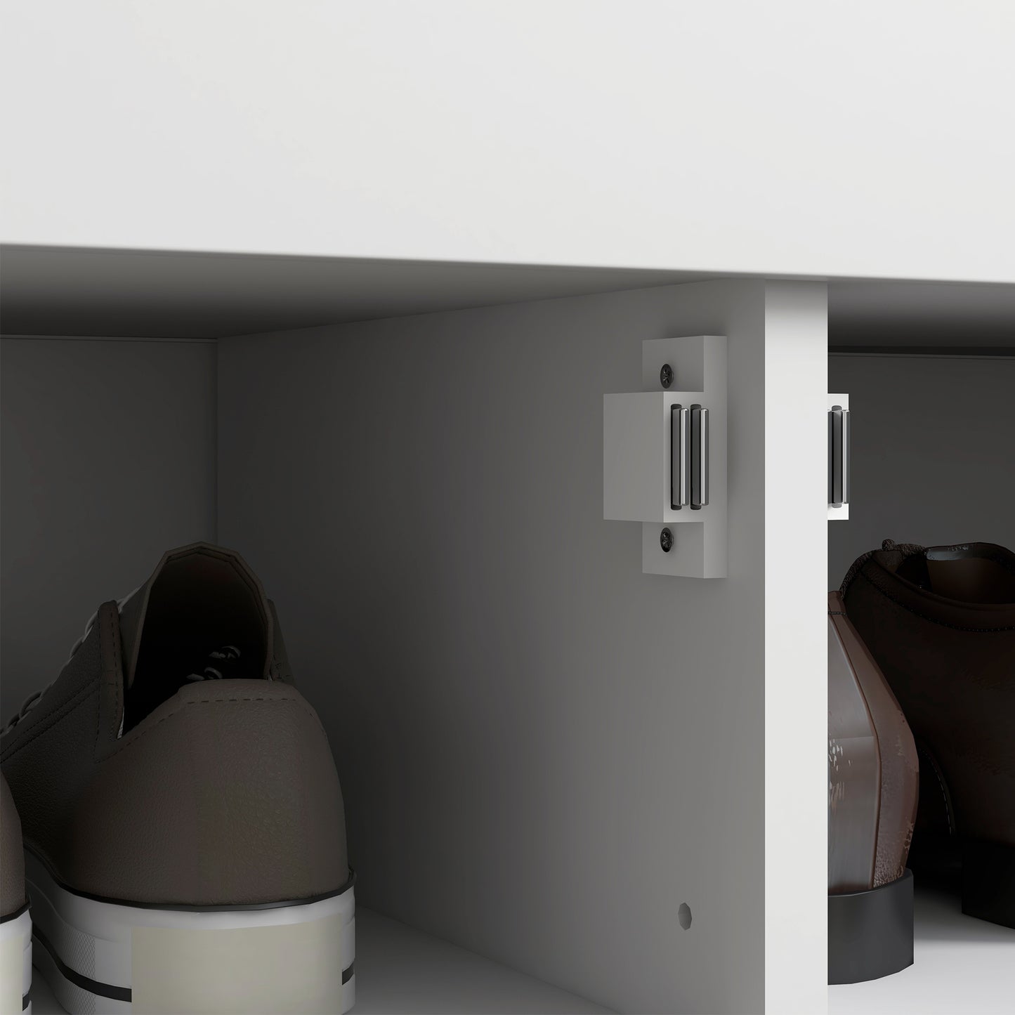 White Entryway Shoe Storage Bench: Cushioned Seat, Hidden Compartments, Adjustable Shelves