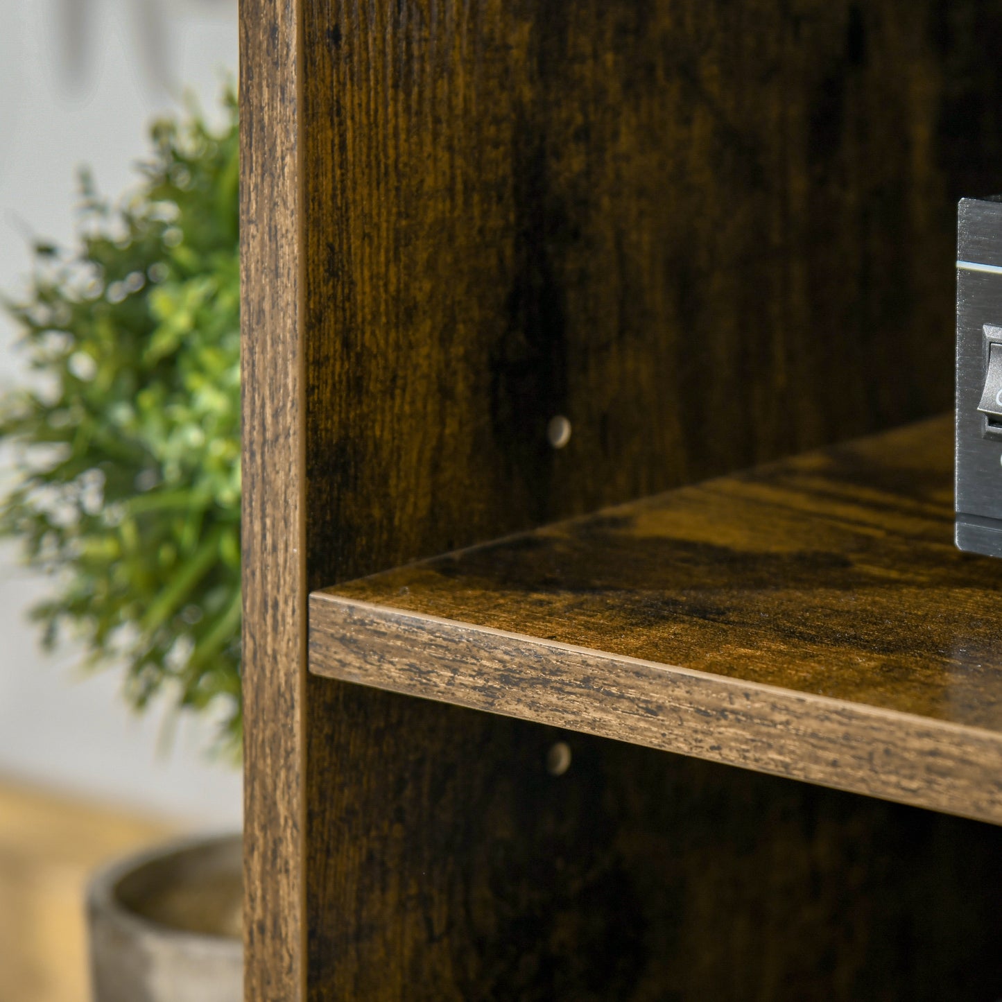 HOMCOM Rustic Industrial TV Stand, 55-inch TV Console, Adjustable Open Storage