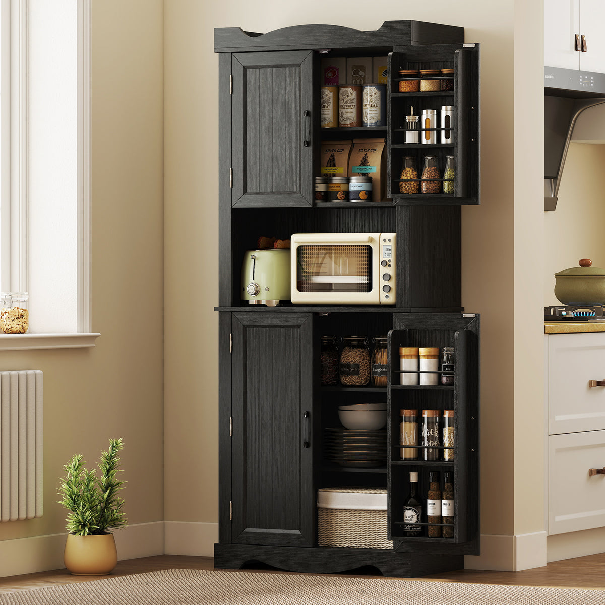 Kitchen Pantry Cabinet with 12 Door Shelves – 30"W x 73"H