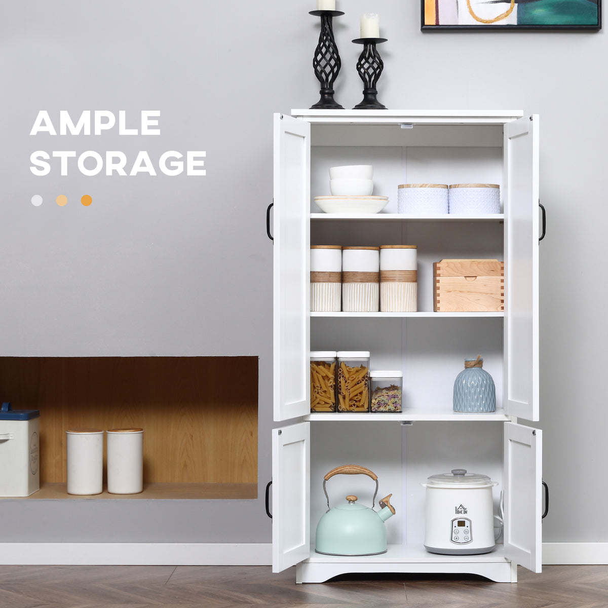 4-Door Pantry Storage Cabinet with Adjustable Shelves – 24"W x 49"H