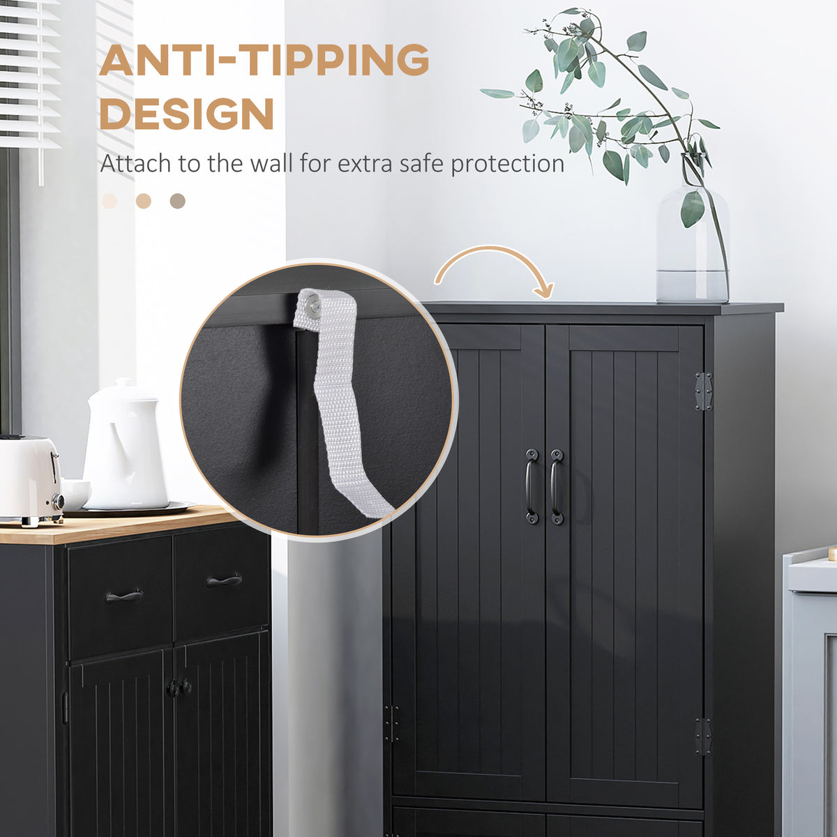 4-Door Pantry Storage Cabinet with Adjustable Shelves – 24"W x 49"H