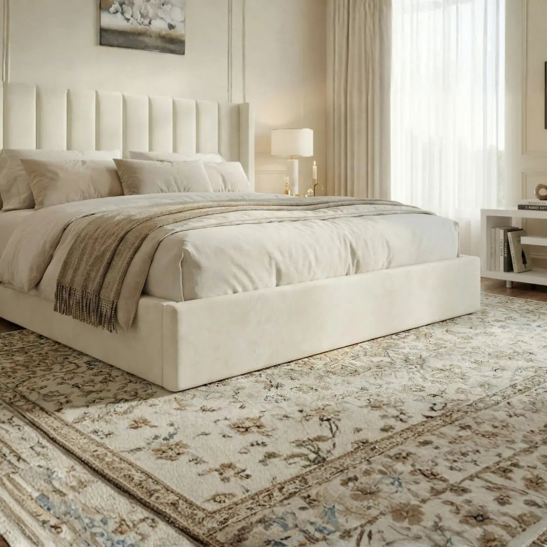 Oliver Hydraulic Lift-Up Storage Bed – Ivory