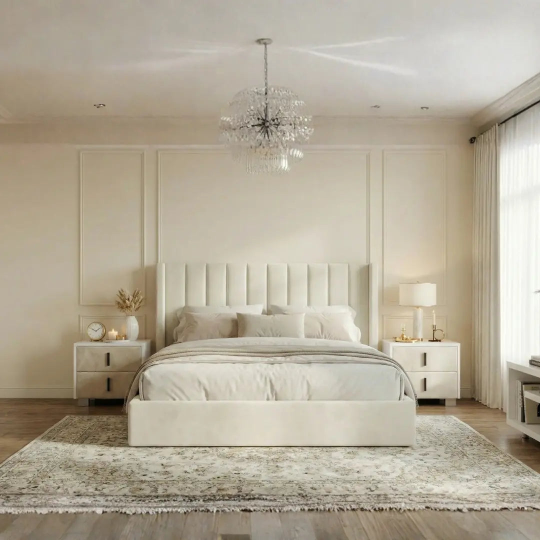 Oliver Hydraulic Lift-Up Storage Bed – Ivory