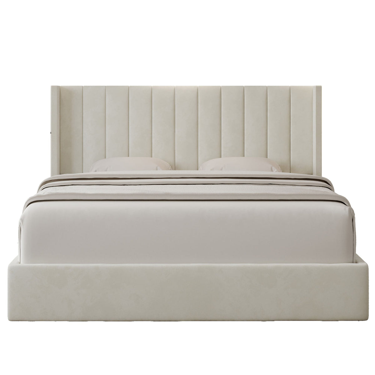 Oliver Hydraulic Lift-Up Storage Bed – Ivory