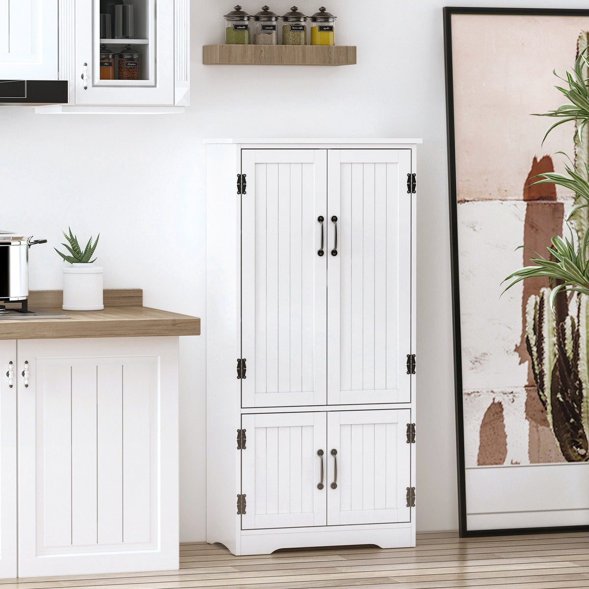 4-Door Pantry Storage Cabinet with Adjustable Shelves – 24"W x 49"H