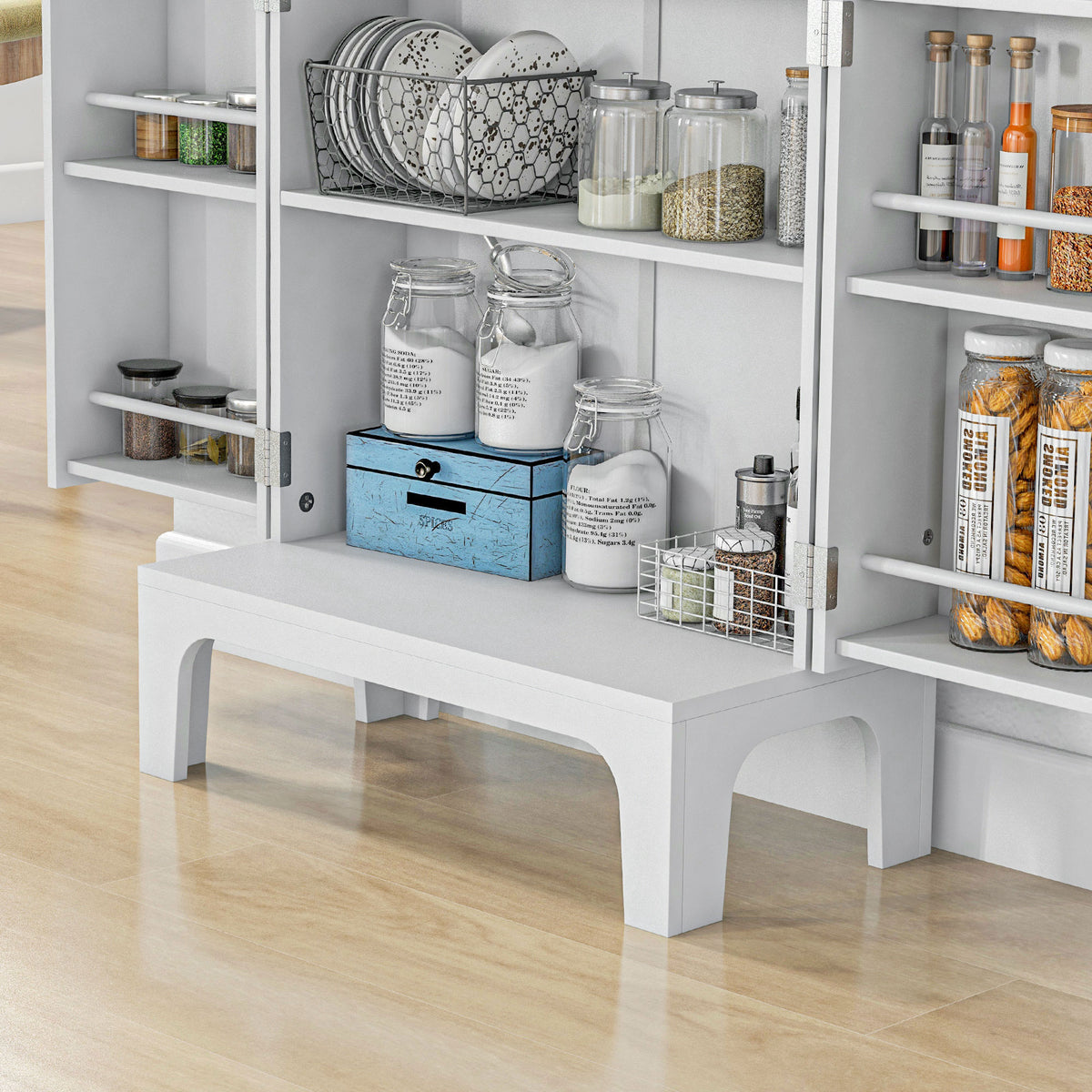 2-Door Kitchen Pantry Cabinet with 4-tier Shelving – 24"W x 44"H