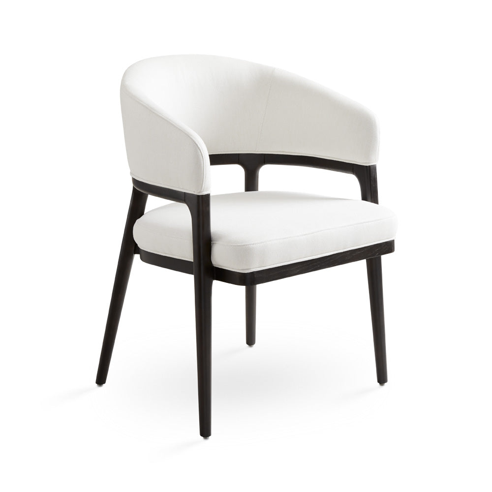 Open-Back Dining Armchair, White Linen