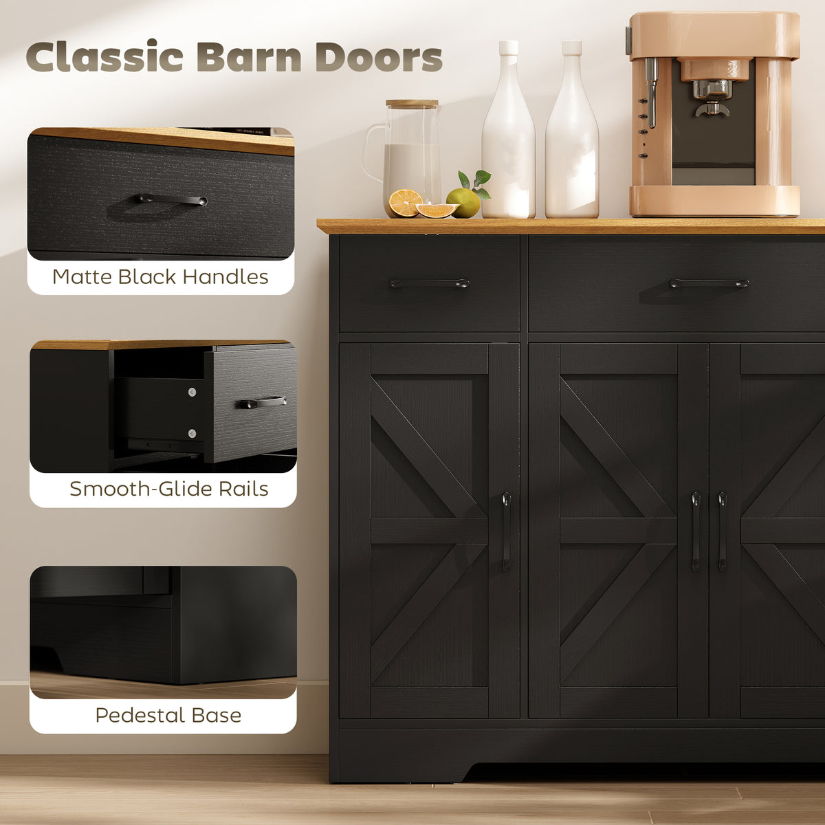 Buffet Cabinet with Soft-Close Hinges – 47"W x 34"H