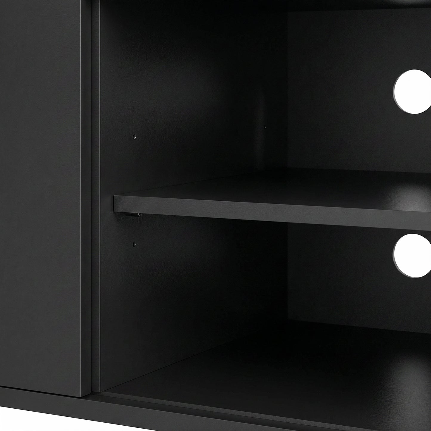 HOMCOM TV Stand LED Lights, Power Outlets, High Gloss Black