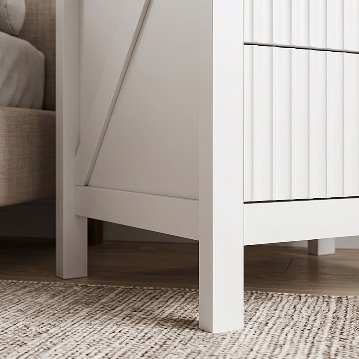 Fluted 2-Drawer Nightstand with Open Shelf – 20"W x 24"H