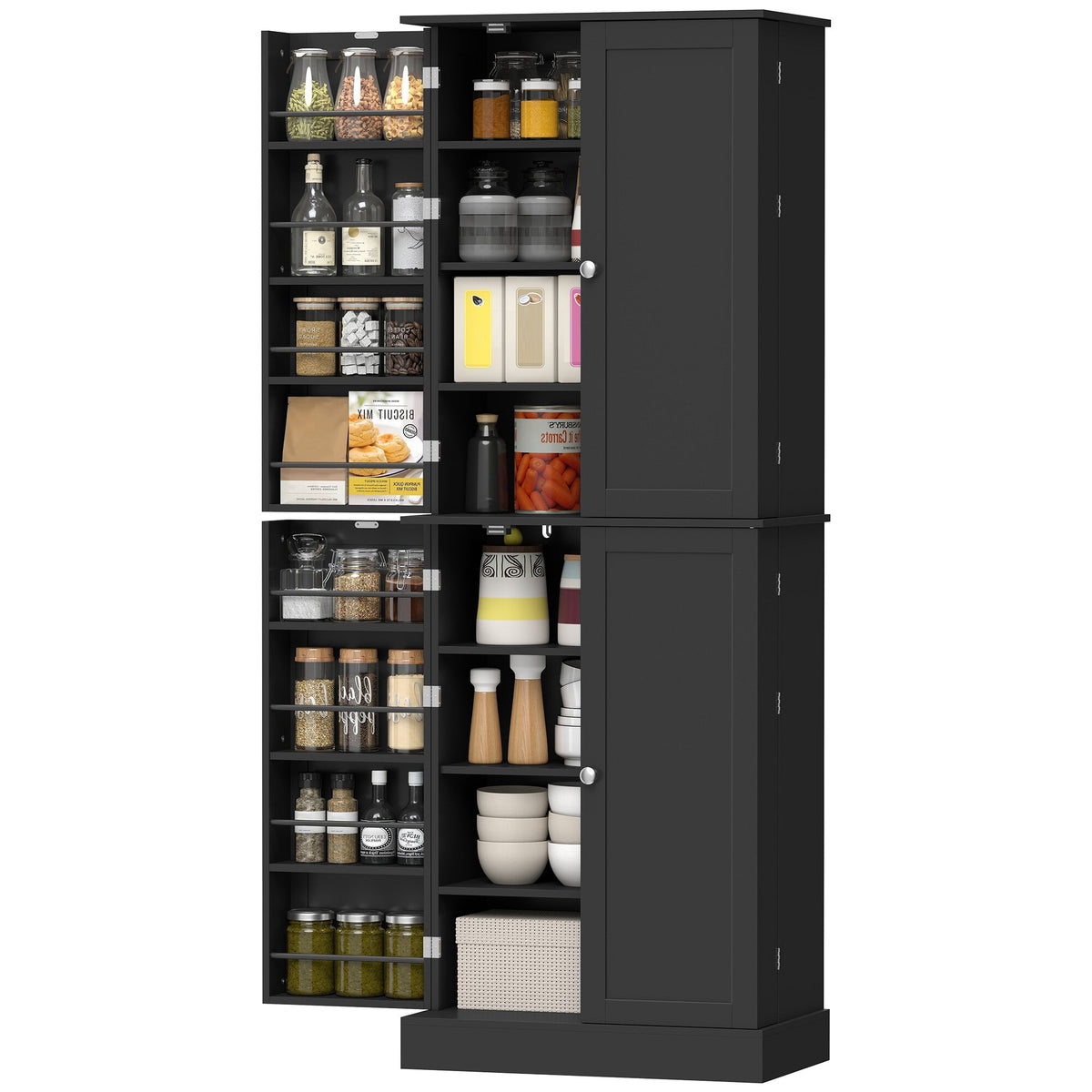 Kitchen Pantry Cabinet with 4 Doors and 16 Door Shelves – 24"W x 65"H