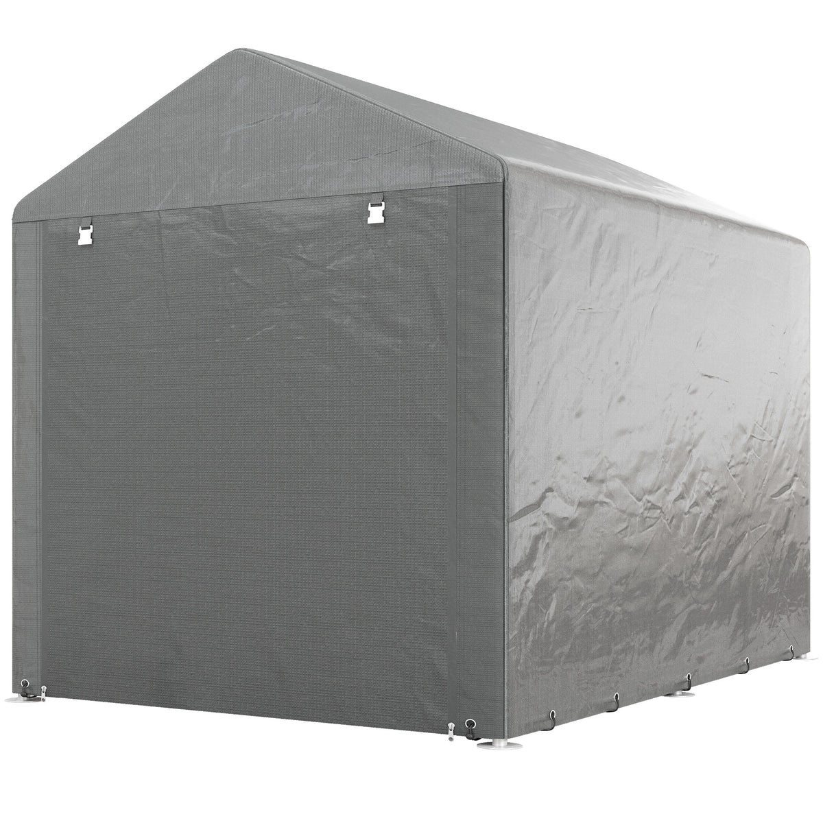 Portable Bicycle Shed with Galvanised Steel Frame and Large Door, Waterproof Outdoor Shed for Garden Tools – Light Grey