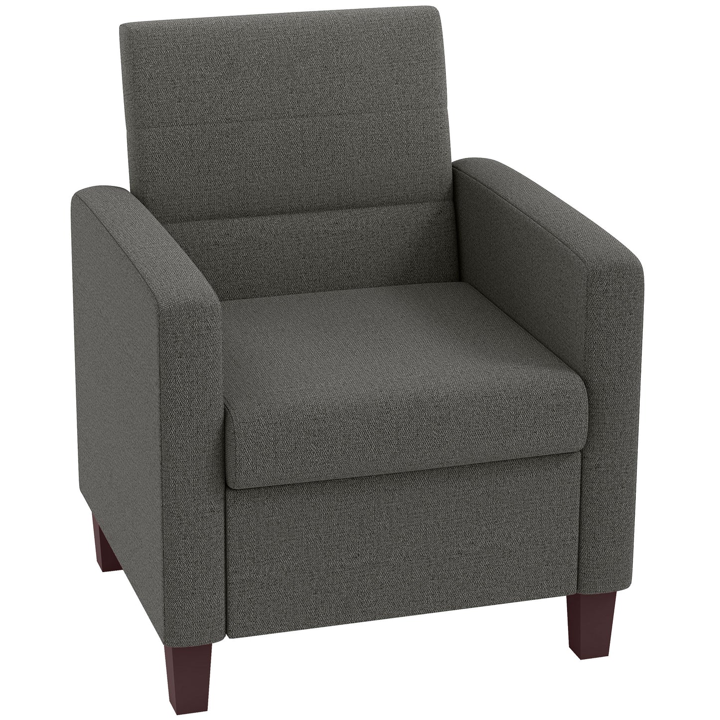 HOMCOM Modern Fabric Accent Chair with Cushion, Non-Slip Pads, Dark Grey