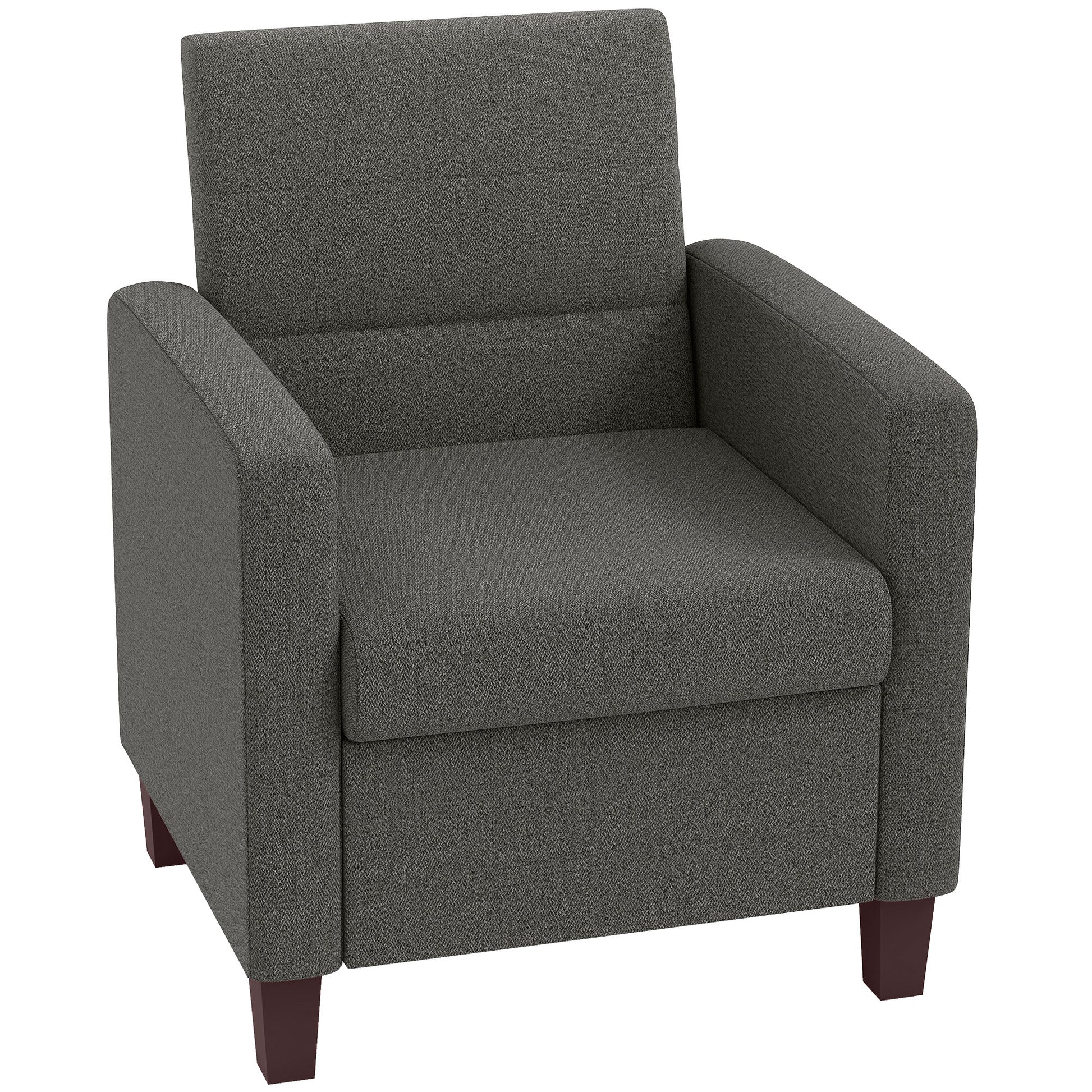 HOMCOM Modern Dark Grey Fabric Accent Chair, Cushioned Seat, Non-Slip Pads