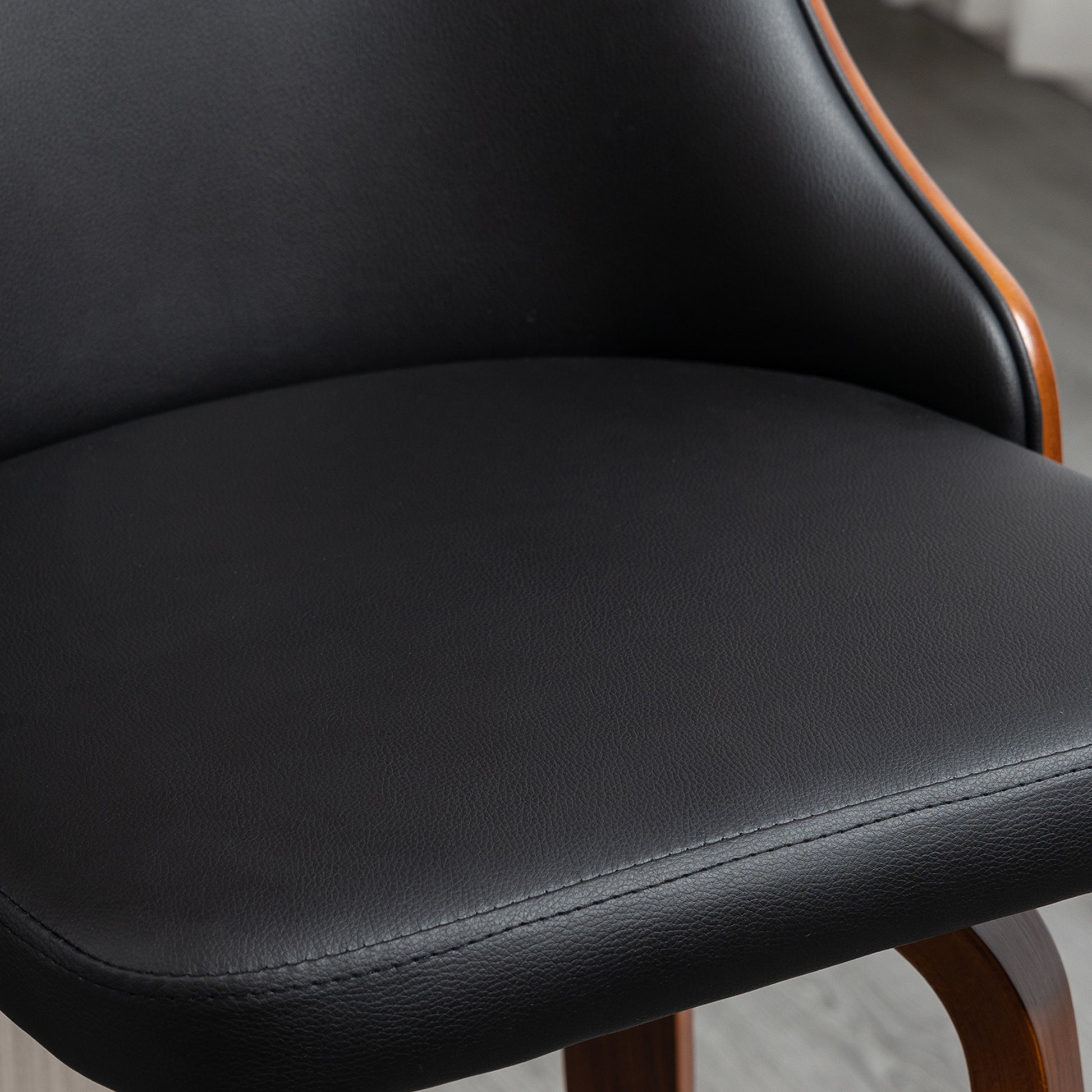 HOMCOM Bar Stools Set of 2 Black PU Leather