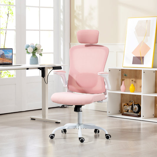 Ergonomic Mesh Office Chair: Adjustable Headrest, 4D Lumbar Support, Flip-Up Armrests