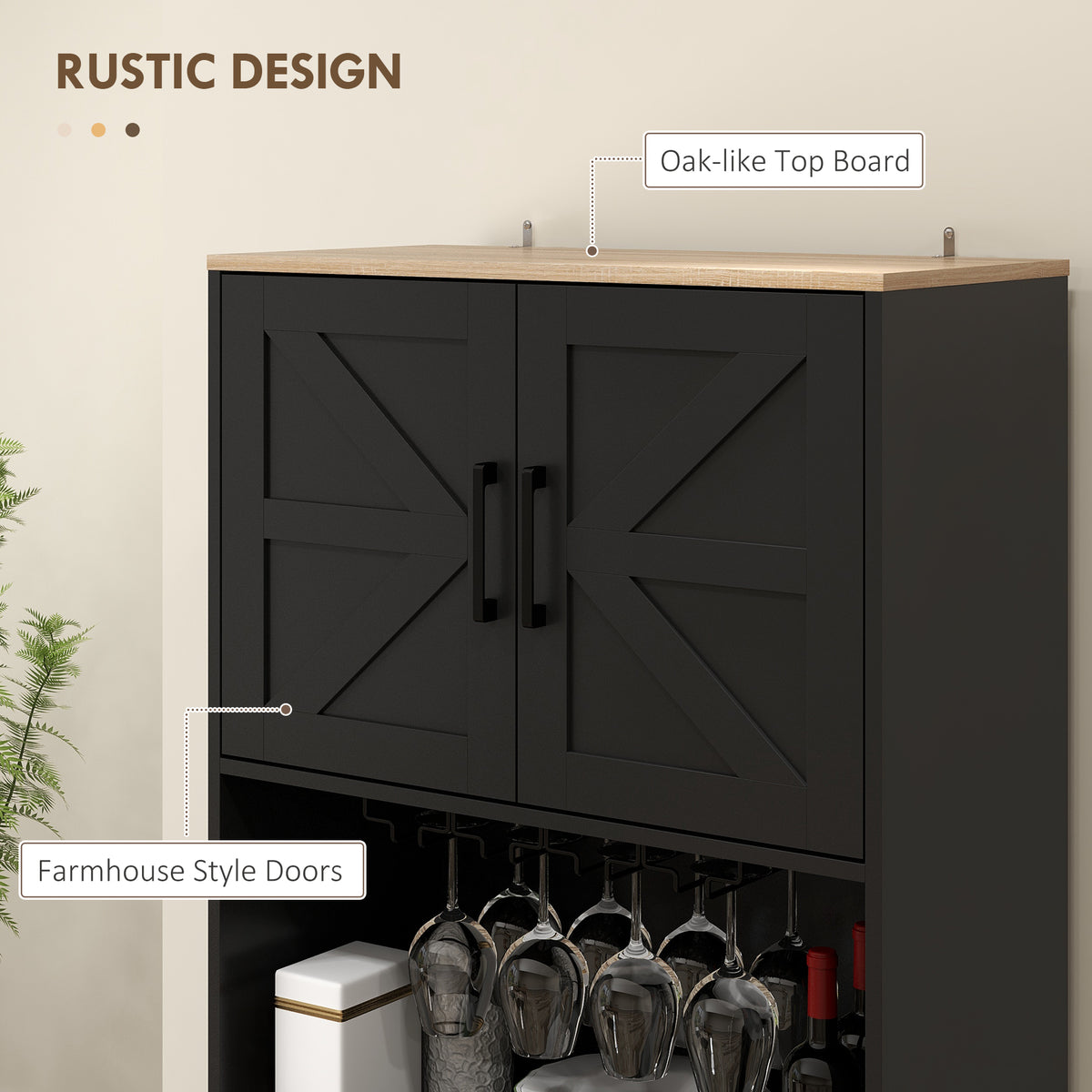 Freestanding Hutch Storage Cabinet with Microwave Oven Countertop – 28"W x 68"H