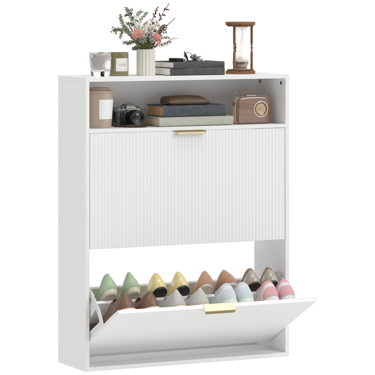 Shoe Cabinet with 2 Flip Drawers – 31"W x 40"H