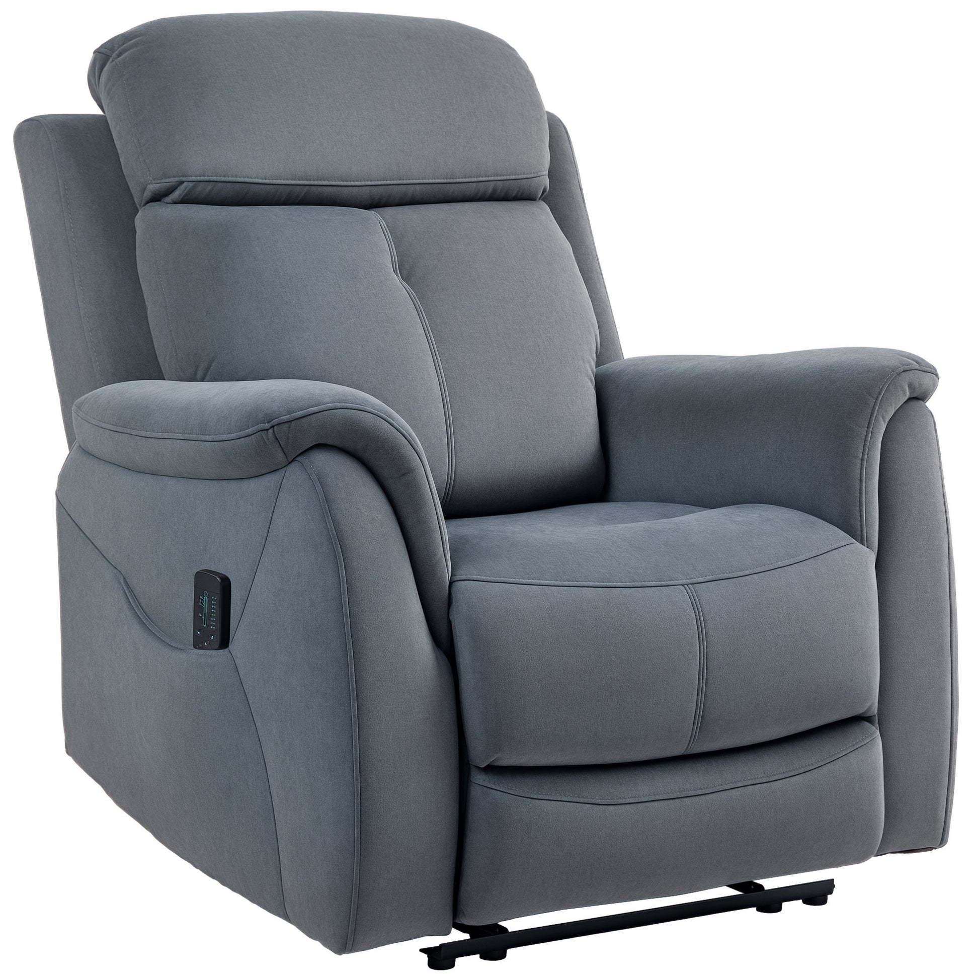 HOMCOM Dark Grey Manual Recliner Chair, Vibration Massage, Side Pockets