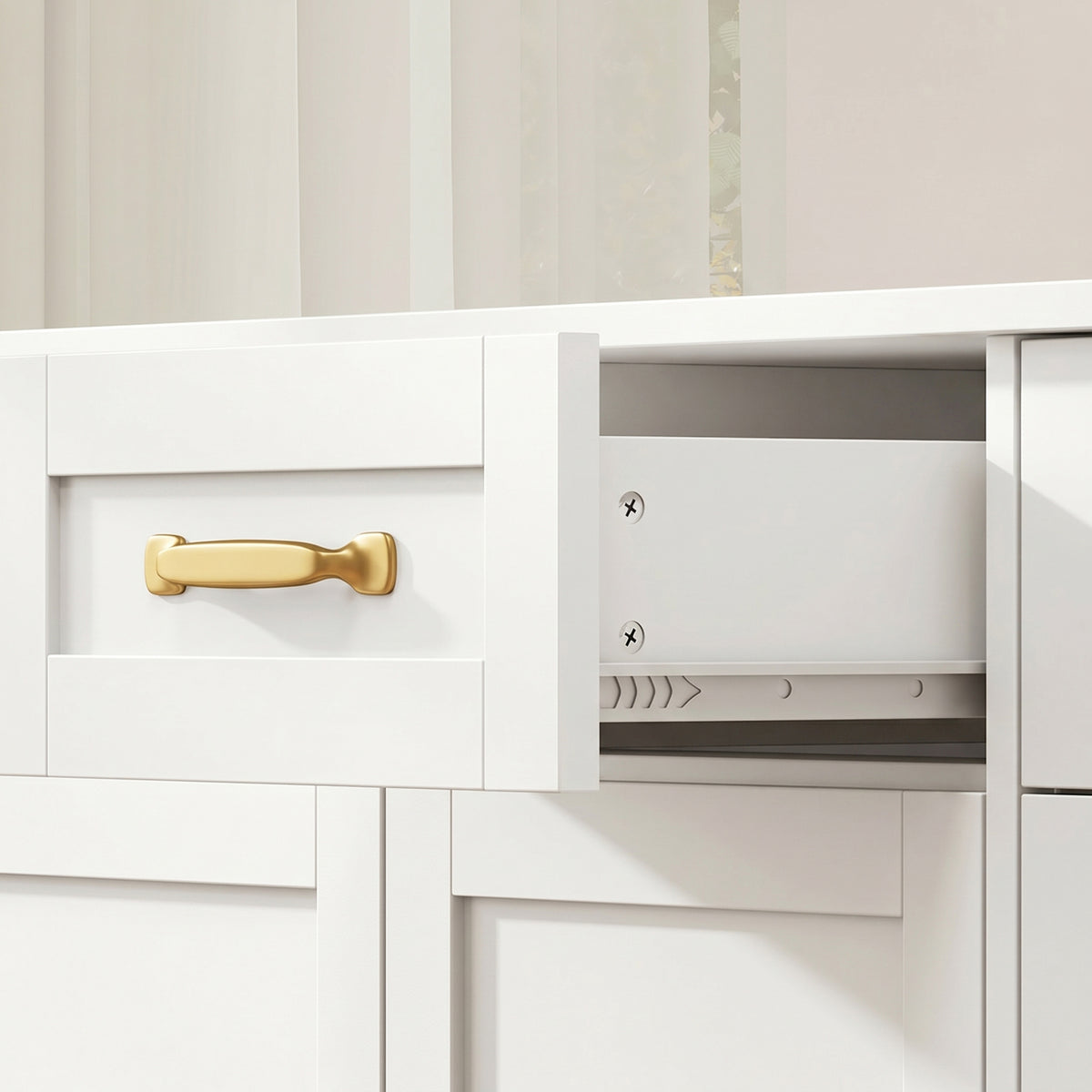 Modern Farmhouse Kitchen Storage Cabinet with 4 Drawers – 55"W x 31"H
