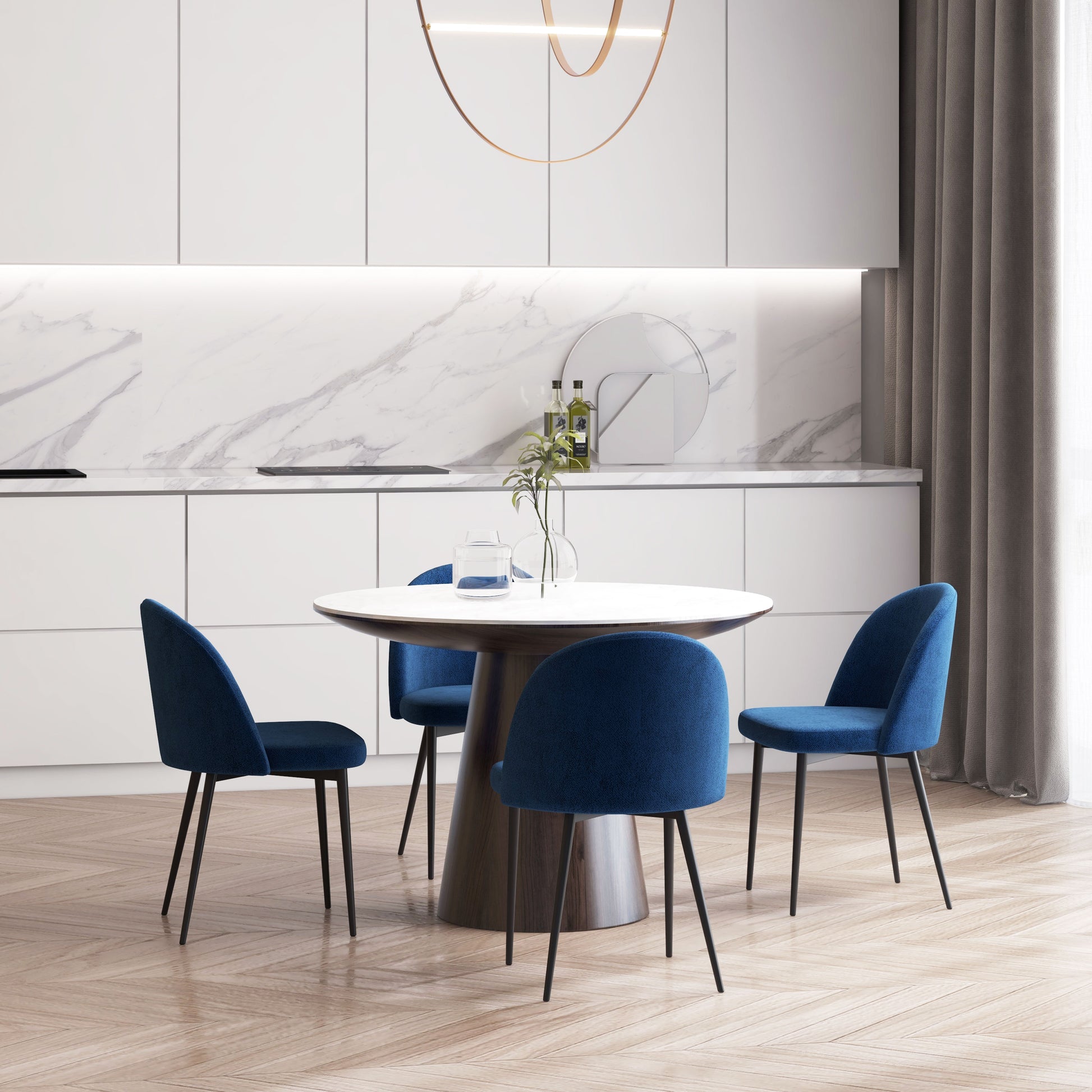 HOMCOM Modern Velvet Dining Chairs Set of 4, Elegant Mid-Back Upholstered Side