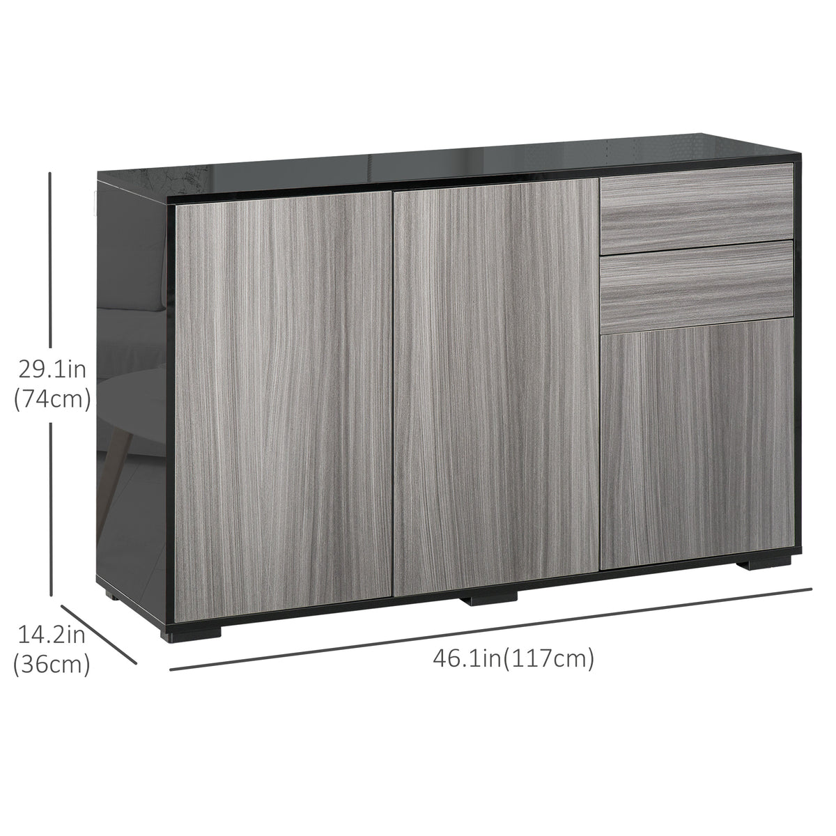 Modern Coffee Bar with Push-Open Design and 2 Drawers – 46"W x 29"H
