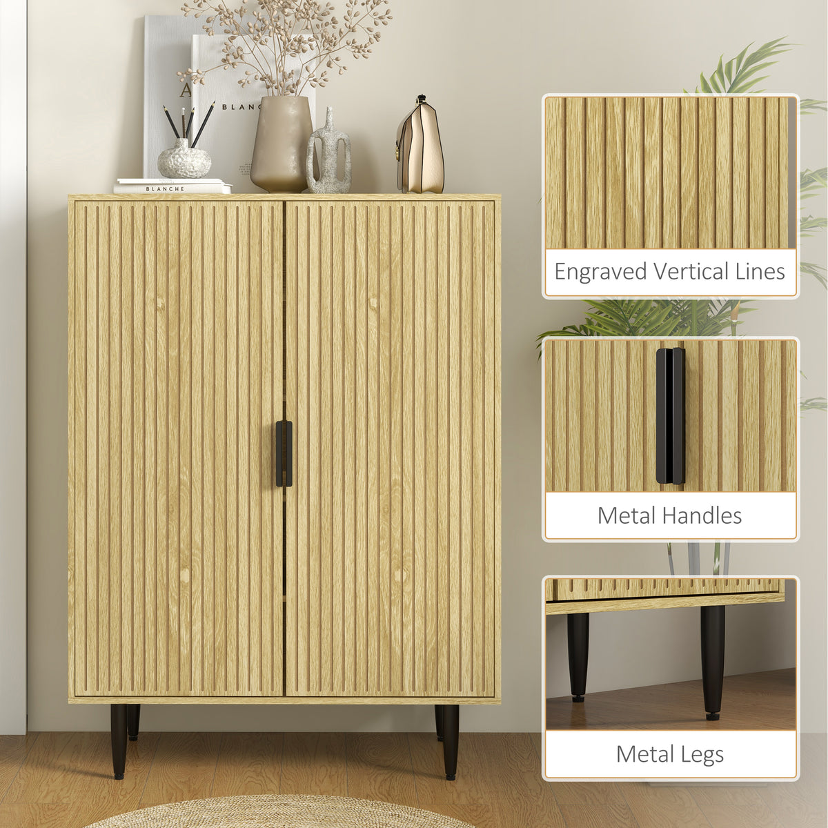 Entryway Shoe Cabinet with 5-Tier Shelving – 32"W x 43"H