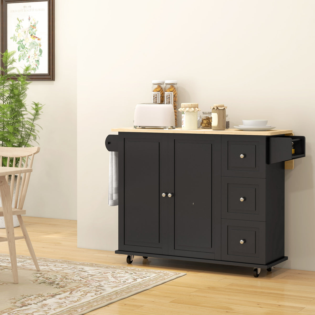 Kitchen Cart with Drop Leaf – 45"W x 36"H