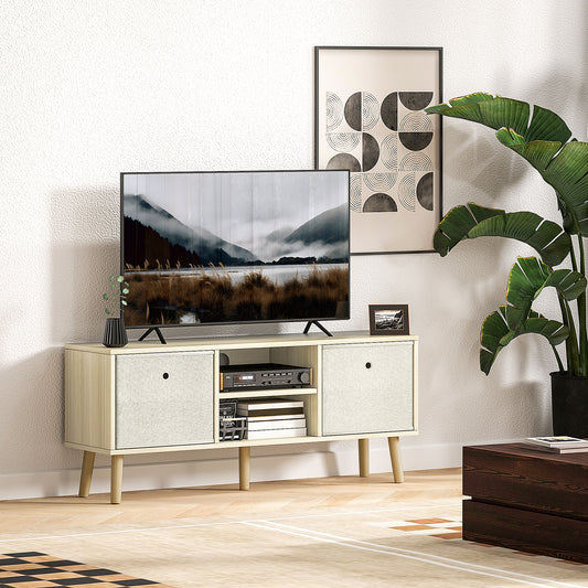 Modern TV Stand Cabinet with Foldable Drawers and Shelves for Living Room – 43" Wide